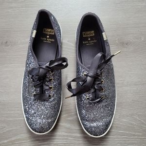 Keds for Kate Spade Dark Grey Glitter Sneakers Size 10